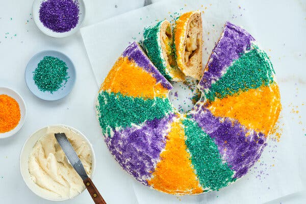 This king cake, from the chef Dominick Lee, has a caramelized apple filling.